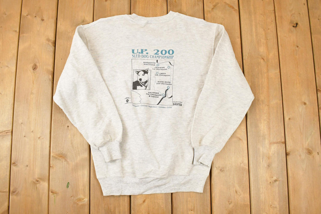 Vintage 1993 Sled Dog Championship Graphic Print Crewneck Sweatshirt Mens L