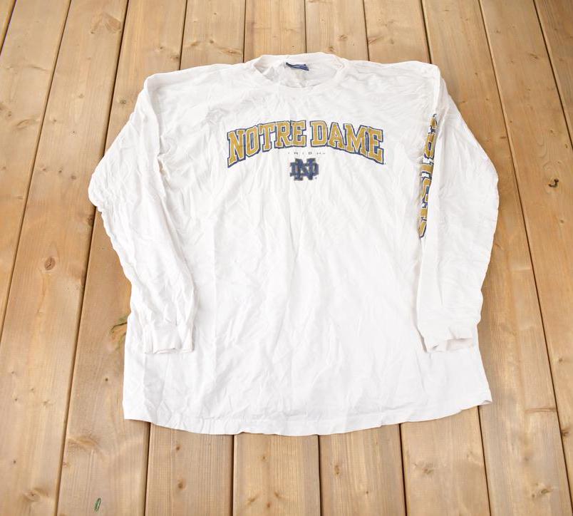 Vintage 1990s Notre Dame Fighting Irish Jansport Graphic Long T-Shirt
