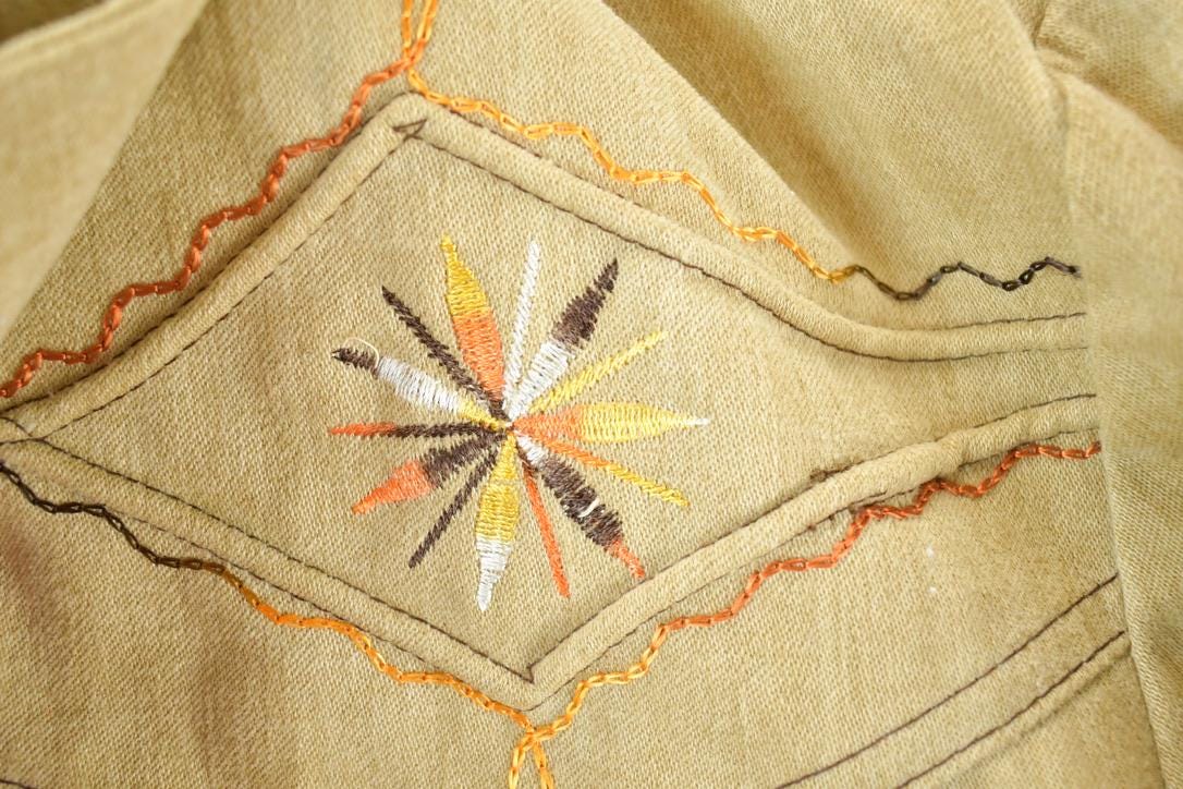 Vintage 1960s Sears Western Button Down Shirt Emroidered /