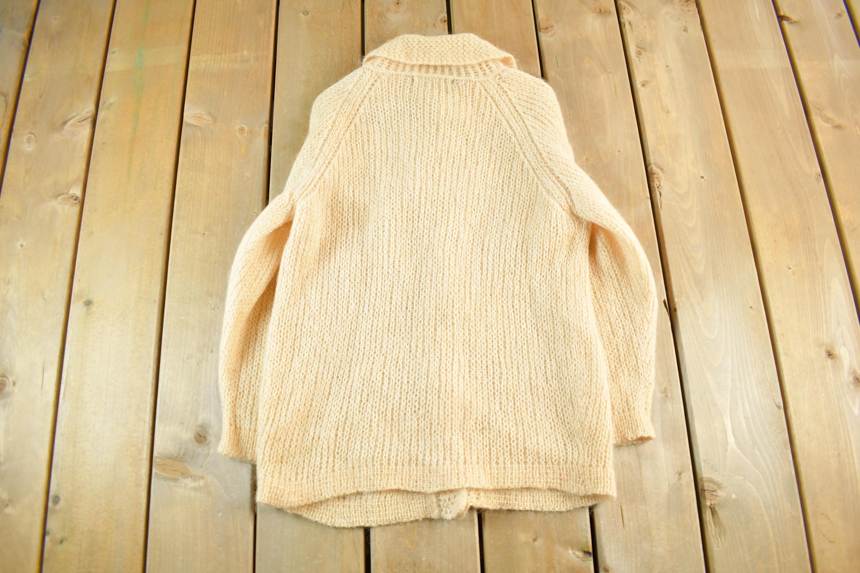 Vintage 1970s Mohair Wool Knit Cardigan Sweater Women's Small