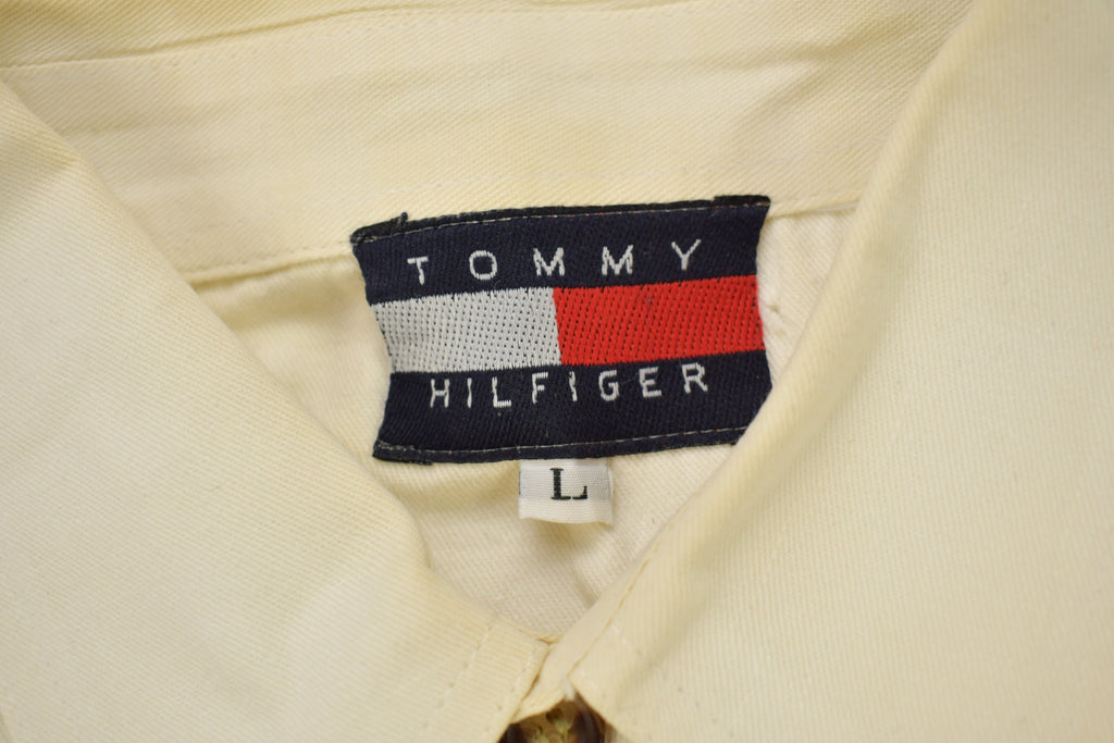 Vintage 1990s Tommy Hilfiger Embroidered Flag Patch Button Up Shirt