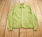 Vintage 1990s Green Collared Knit Cardigan Sweater