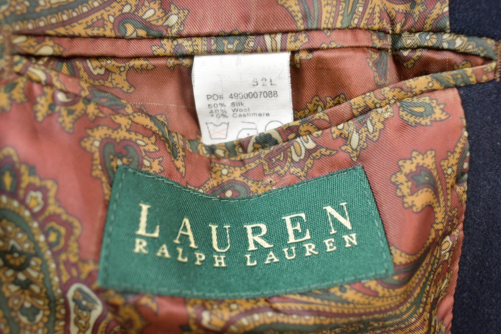 Vintage 1990s Lauren Ralph Lauren 100% Wool Cashmere Silk Button Up Dinner Jacket