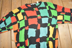 Vintage 1990s Perry Ellis Abstract Colour Block Knit Sweater