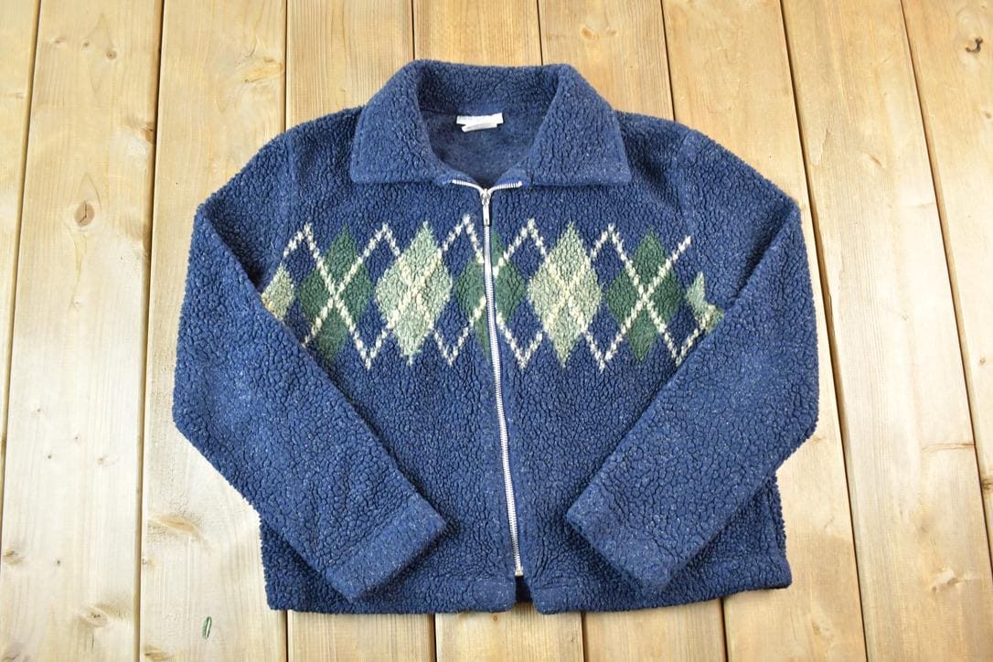 Vintage 1990s Paris Sport Club Fleece Outdoorsman Sweater Womens S