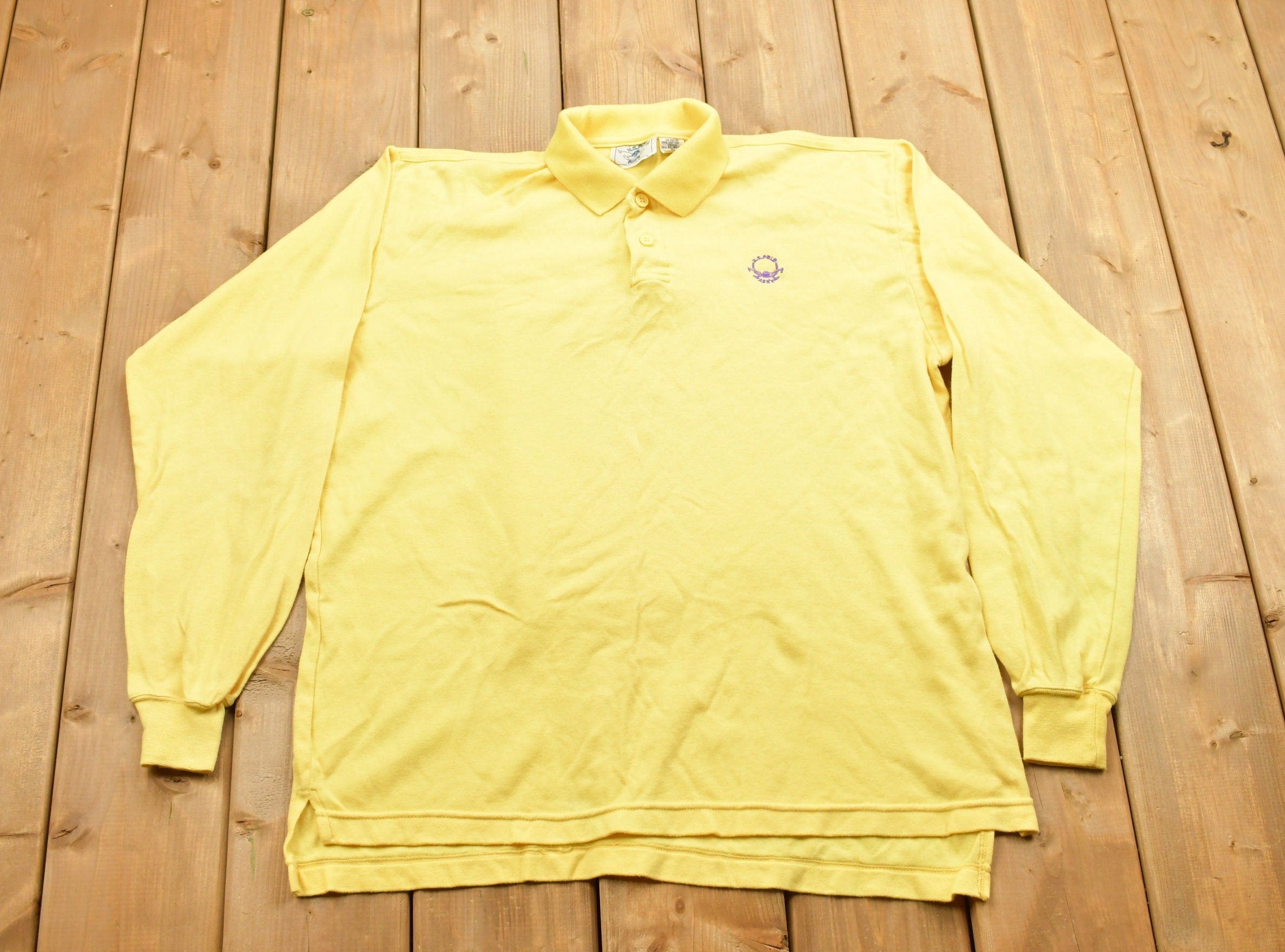 Vintage 1990s Us Polo Assn Blank Yellow Polo Sweatshirt