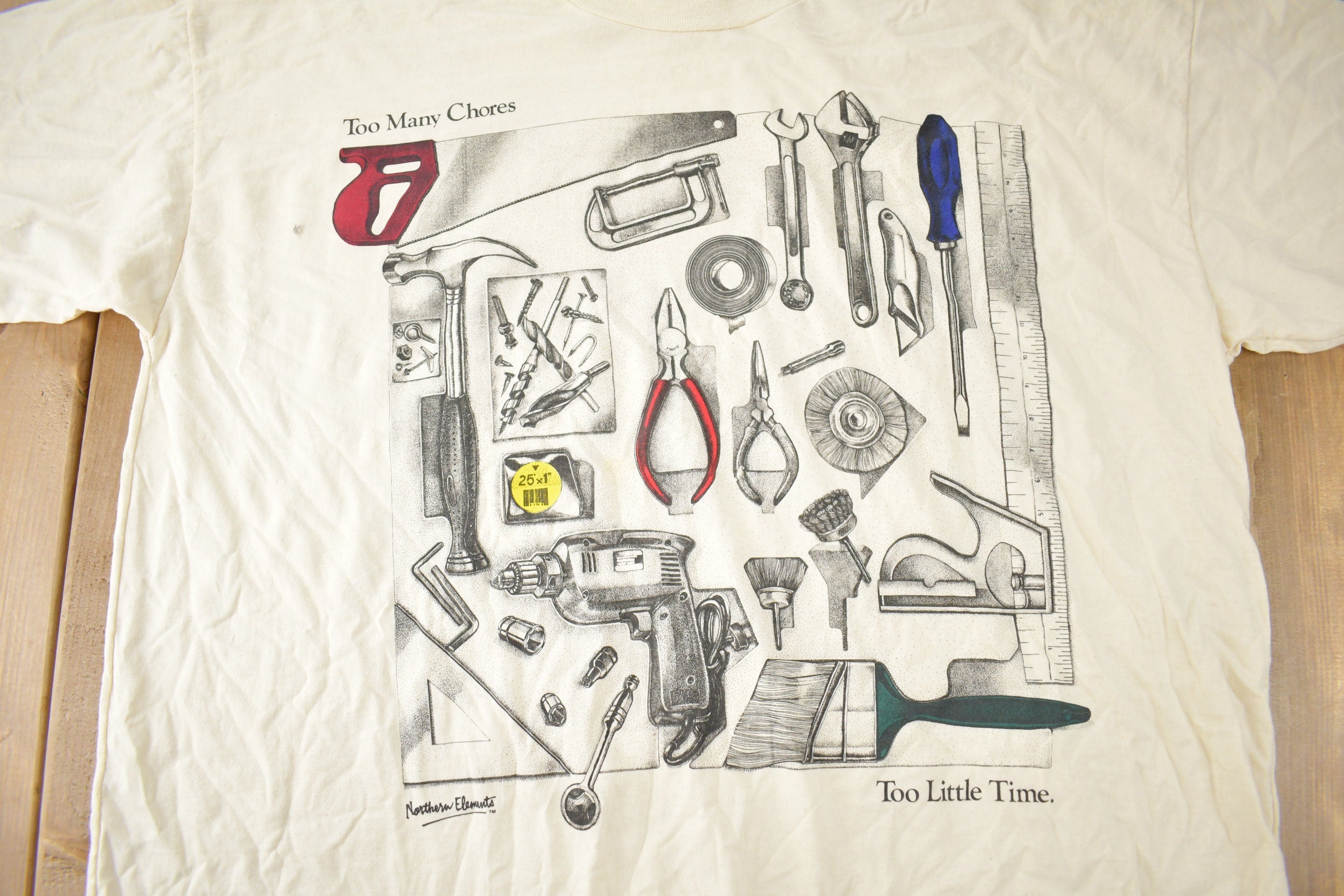 Vintage 1990s Too Many Chores Too Little Time Single Stitch Graphic T Shirt Made In USA