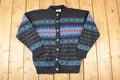 Vintage 1990s Rei Abstract Knit Cardigan Sweater Men's M
