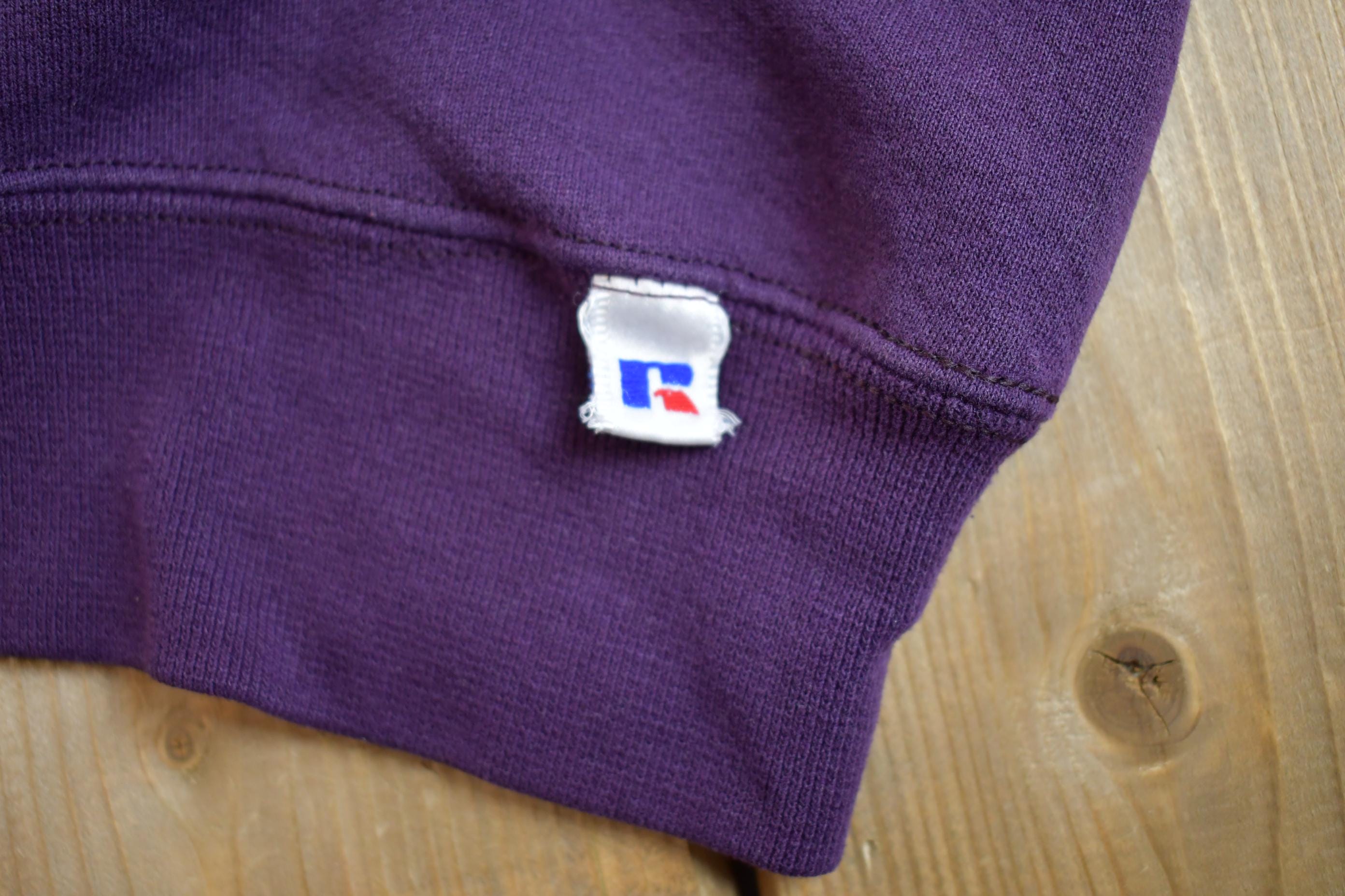 Vintage 1990s Sunfaded Purple Russel Blank Crewneck Sweatshirt Made In USA - X- Large