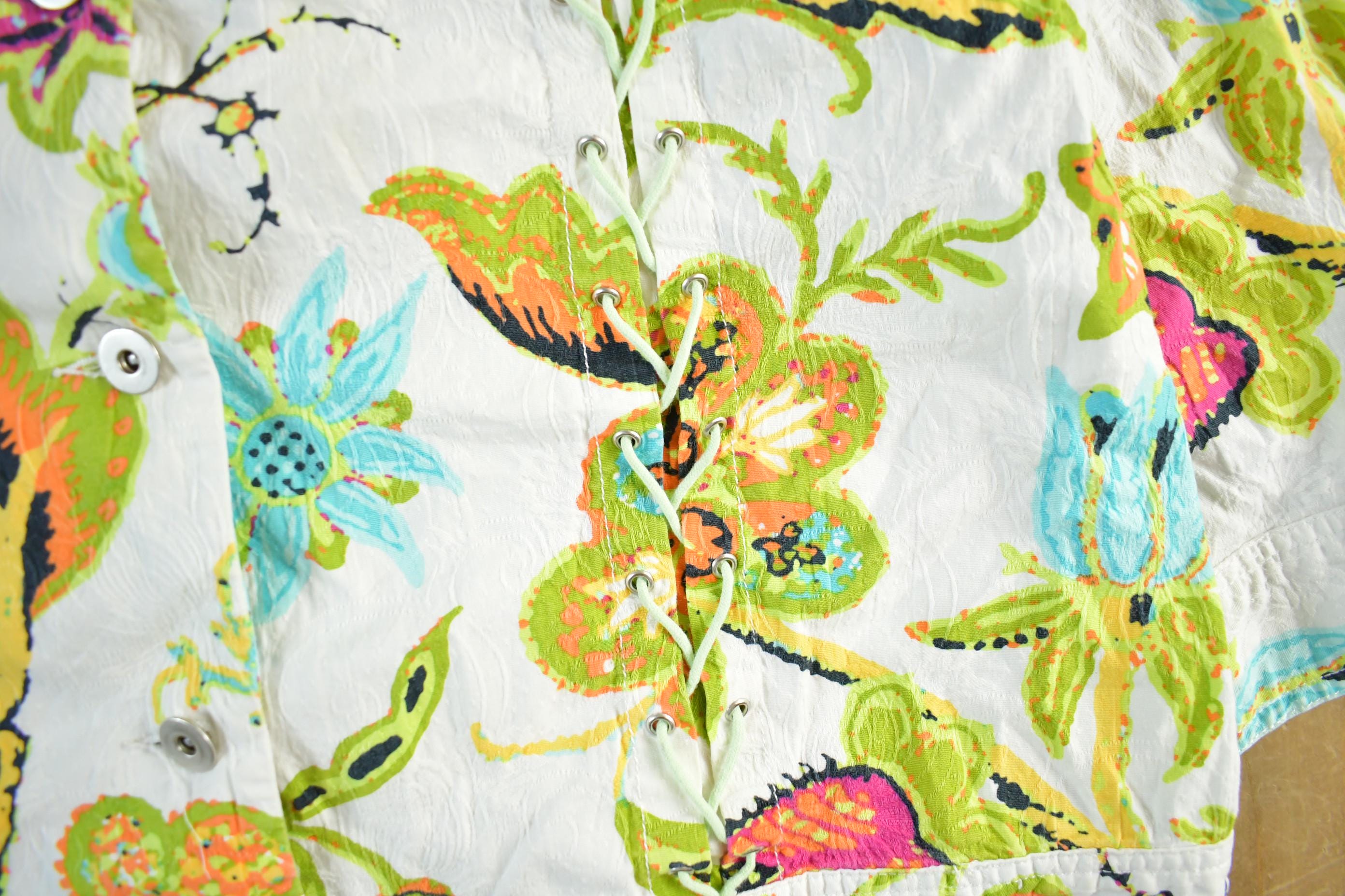 Vintage 1990s Multiples All Over Print Floral Blazer Button Up Jacket Women's Large