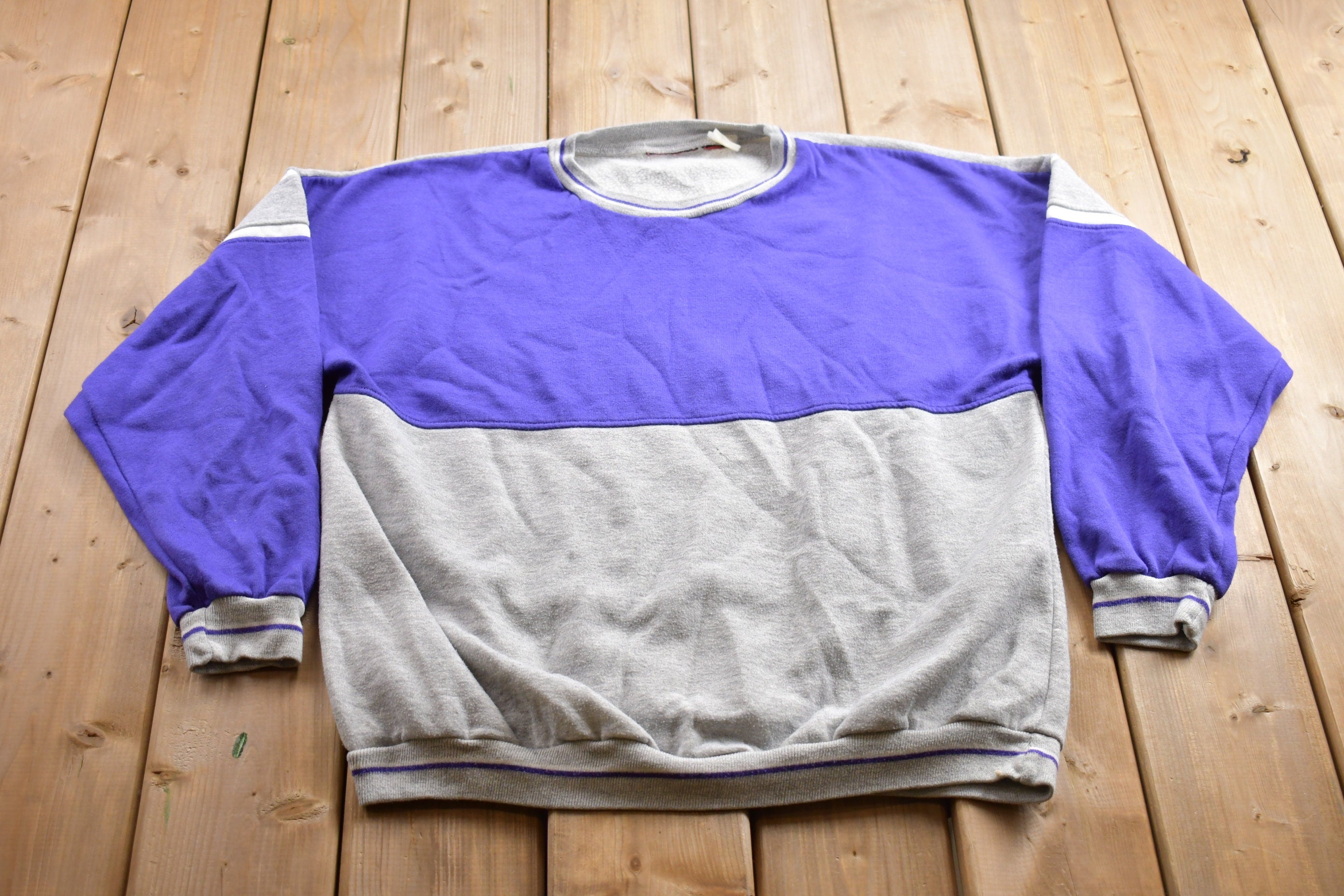 Vintage 1990s Blank Colour Block Crewneck Sweatshirt