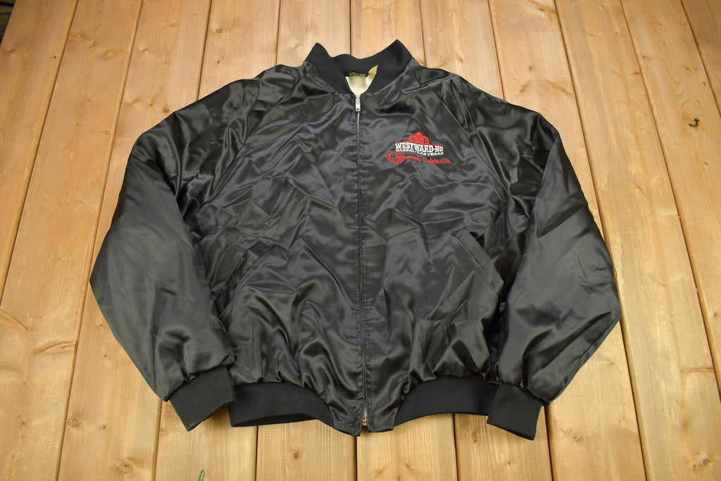 Vintage 1980s Westward Casino Las Vegas Satin Bomber Jacket