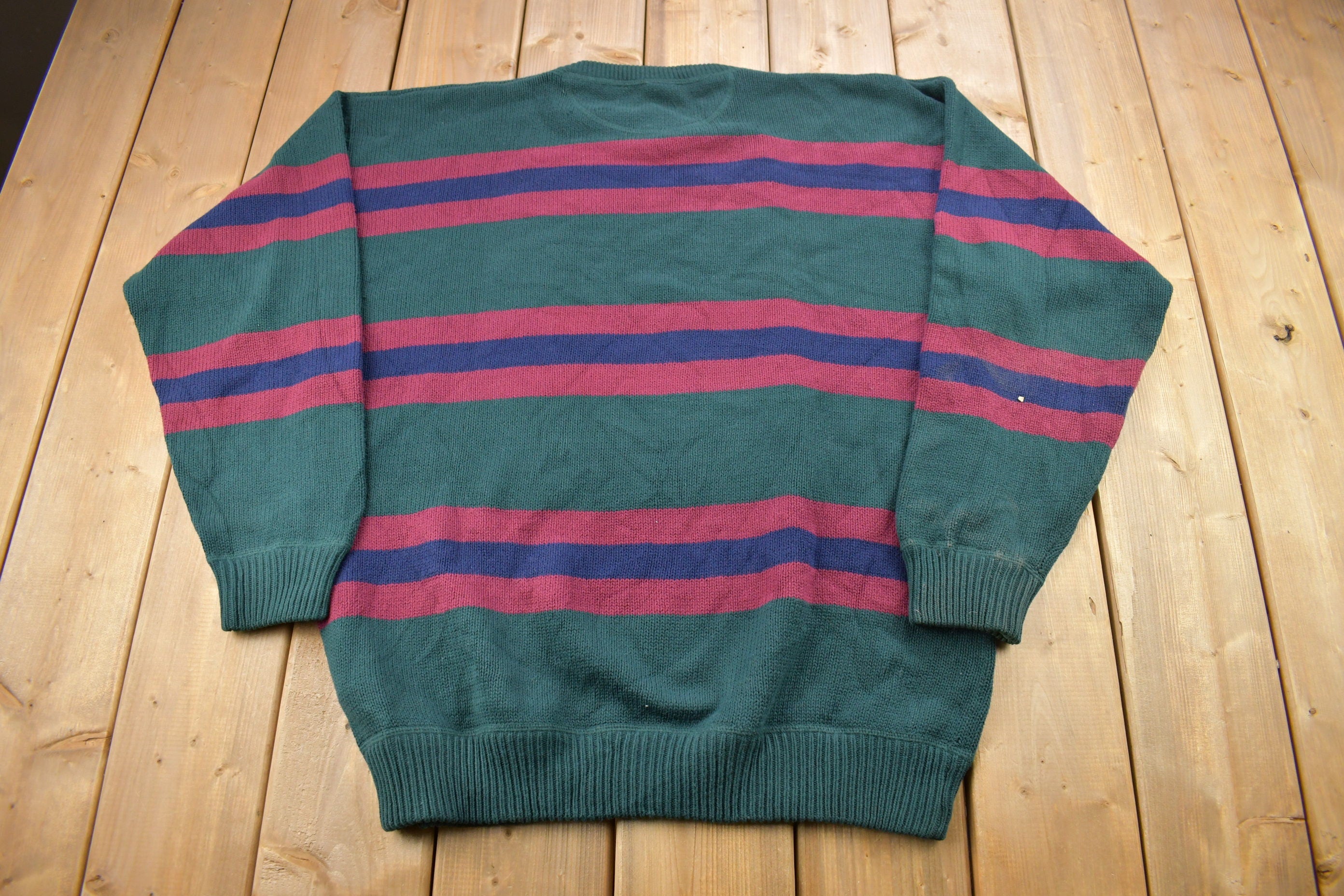 Vintage 1990s Field Gear Striped Knitted Crewneck Sweater