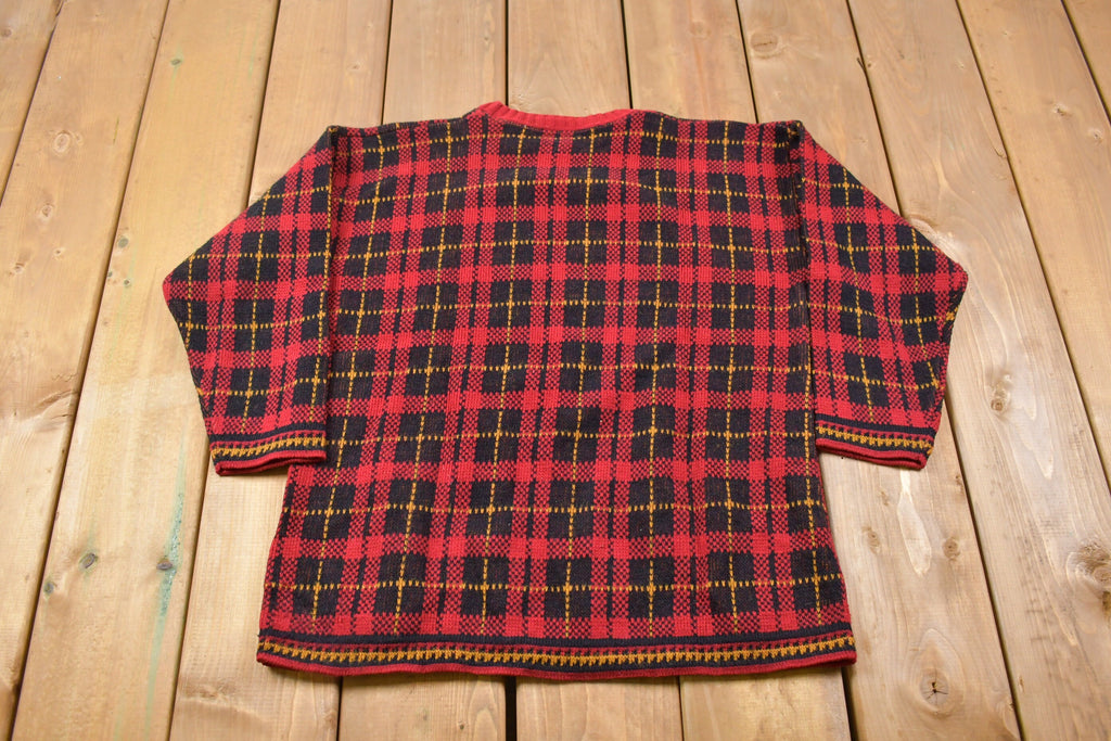 Vintage United States Sweaters Plaid Knitted Sweater