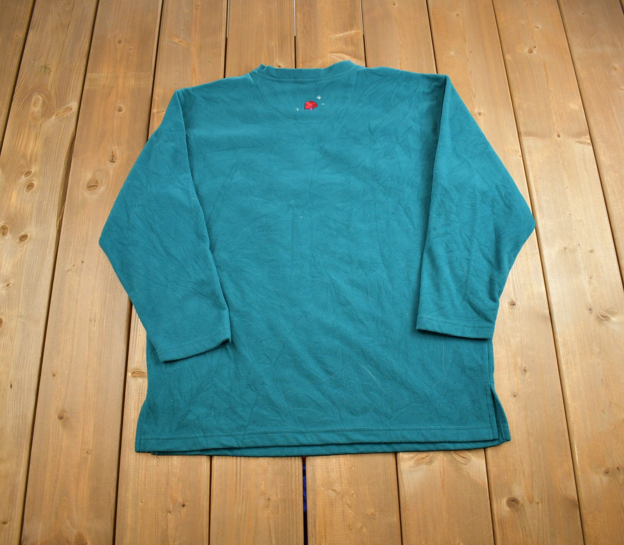 Vintage 1990s Disney Snow White Seven Dwarves Embroidered Fleece V-Neck Sweater