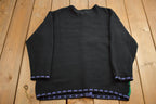 Vintage 1980s Abstract Floral Theme Knit Cardigan Sweater