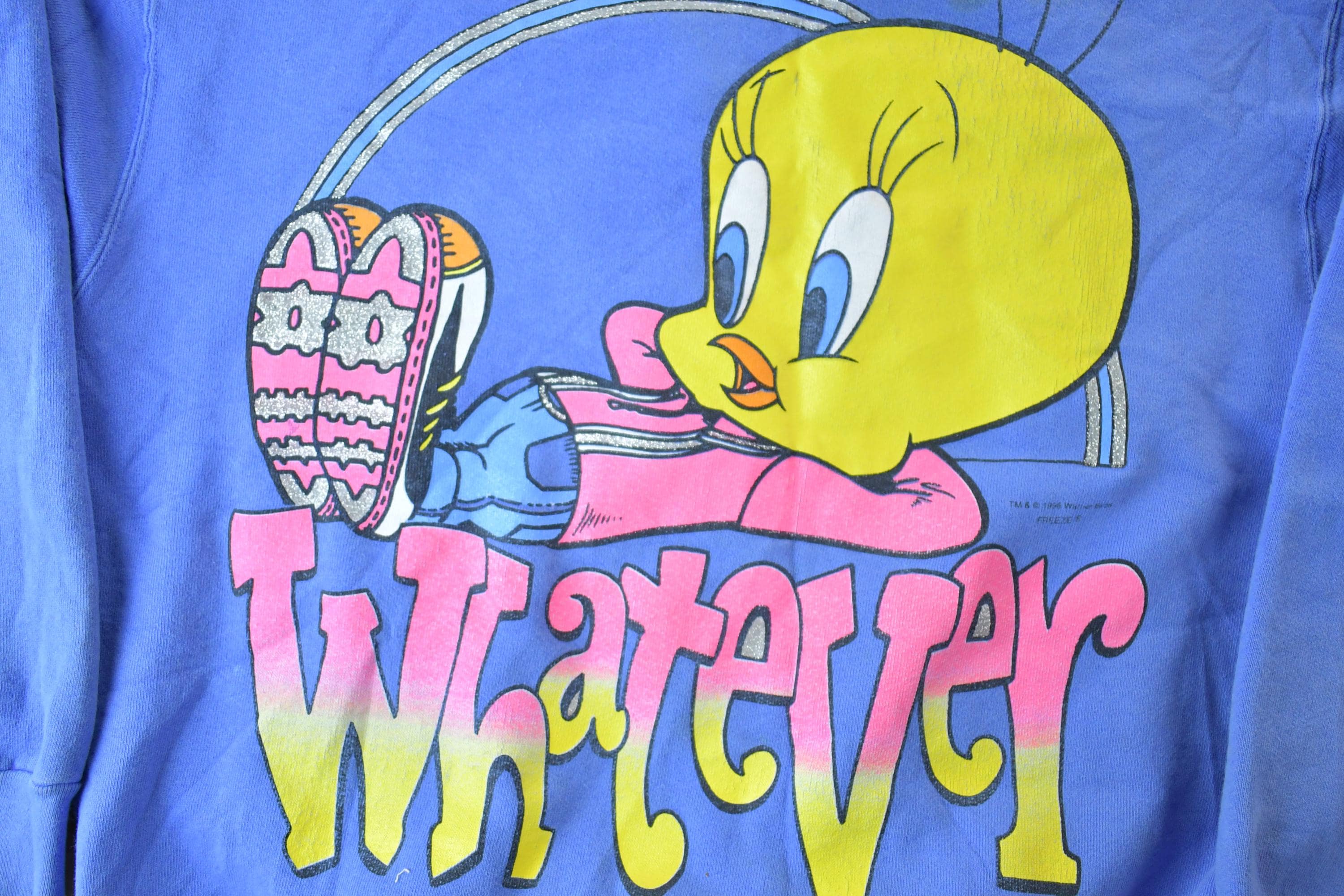 Vintage 1996 Tweety Bird Whatever Neon Looney Tunes Crewneck