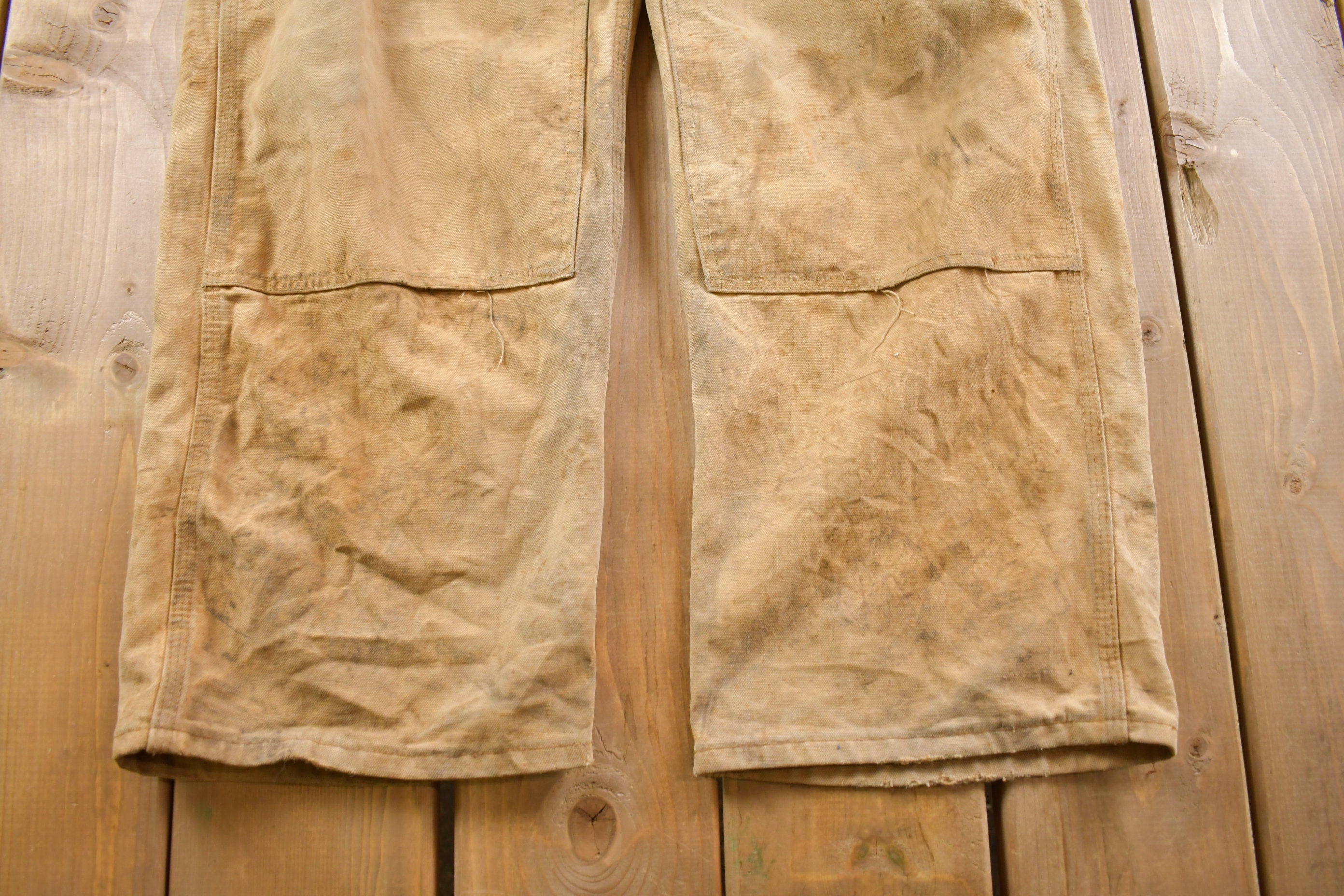 Vintage 1990s Distressed Carhartt Double Knee Canvas Overalls Size Medium  True Vintage  Utility Overalls  Streetwear  Vintage Workwear