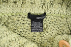 Vintage 1990s Women's Sage Green Kenzie Button Detail Ribbed Chunky Knit Mock Neck Sweater