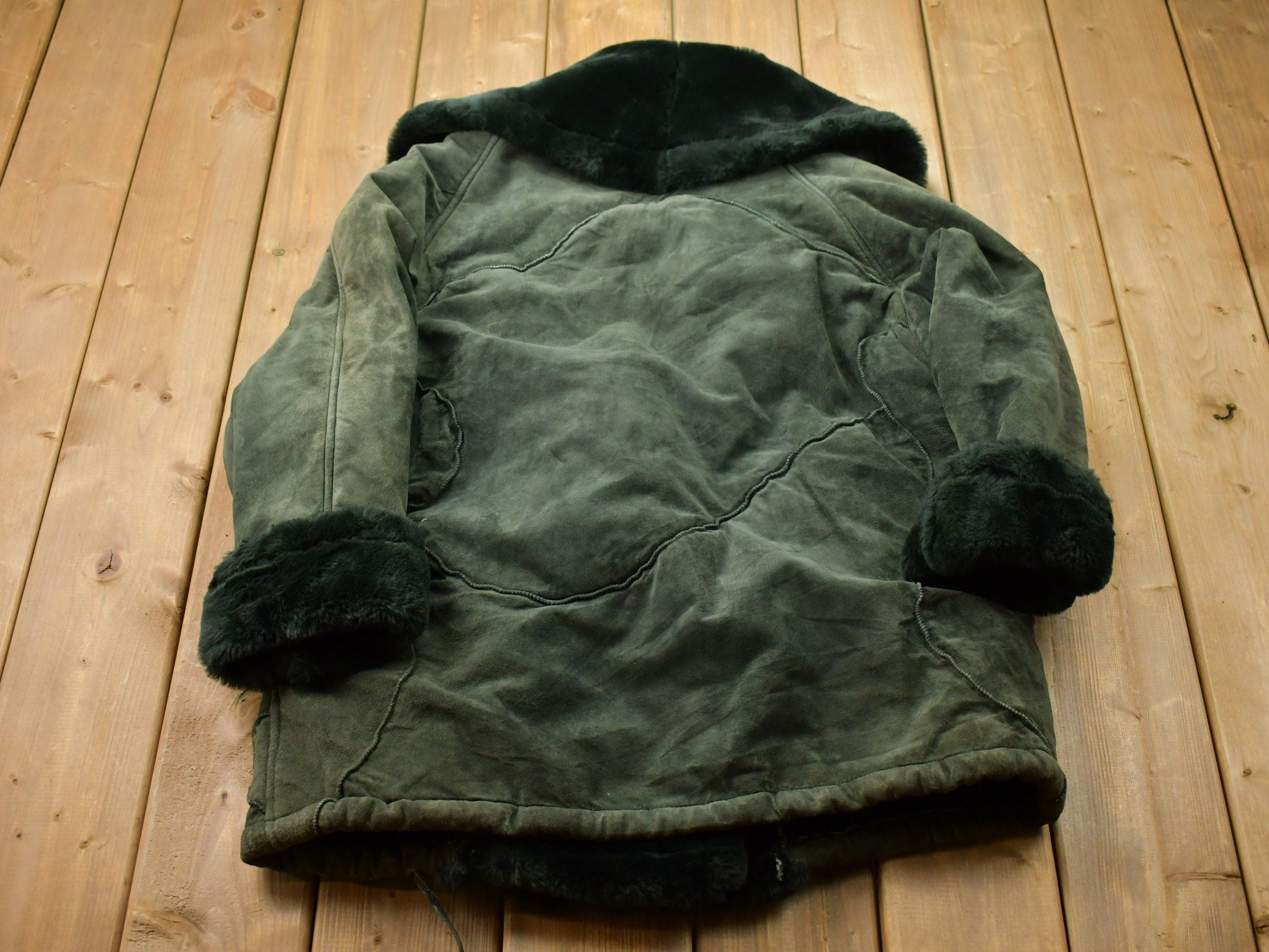 Vintage 1990s Country Club Leathers Fur Coat