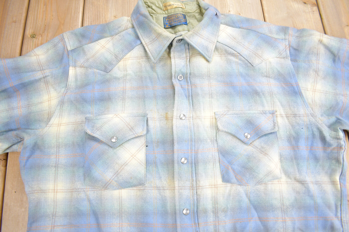 Vintage 1980s Pendleton High Grade Western Wear Plaid Button Up Shirt / 100% Virgin Wool / Casual Wear / Made In USA / Flannel