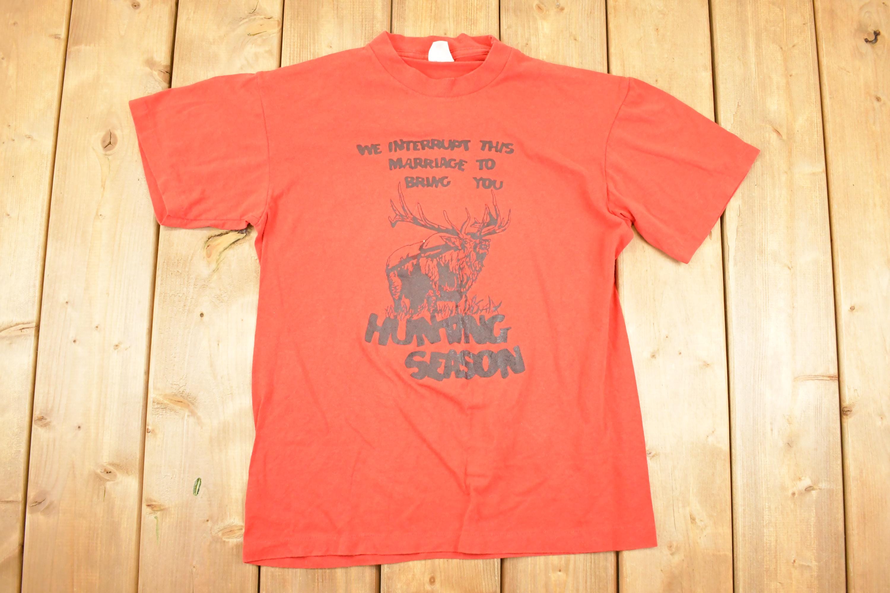 Vintage 1980s Hunting Season Souvenir Travel T-Shirt Men's S