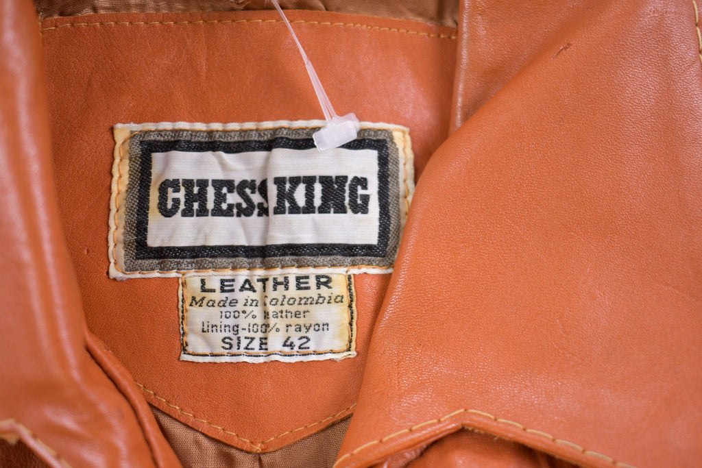 Vintage 1970s Chess King Leather Zip Up Jacket  Fall Outerwear  Leather Coat  Winter Outerwear  Streetwear Fashion  Brown Leather