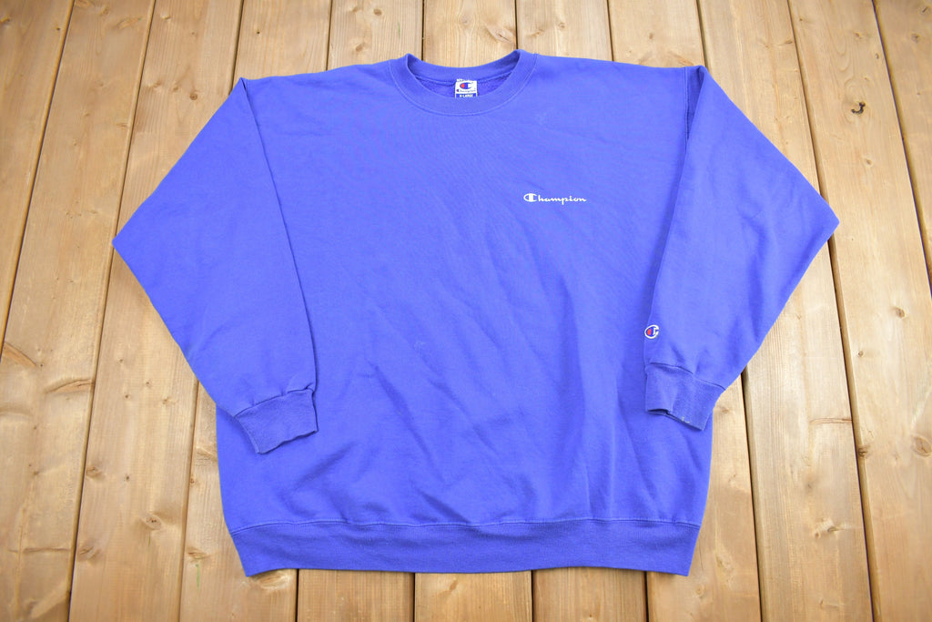 Vintage 1990s Champion Blank Blue Crewneck Sweatshirt