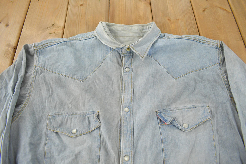 Vintage 1990s Big Star Shirt Blank Denim Button Up Shirt Size XXL