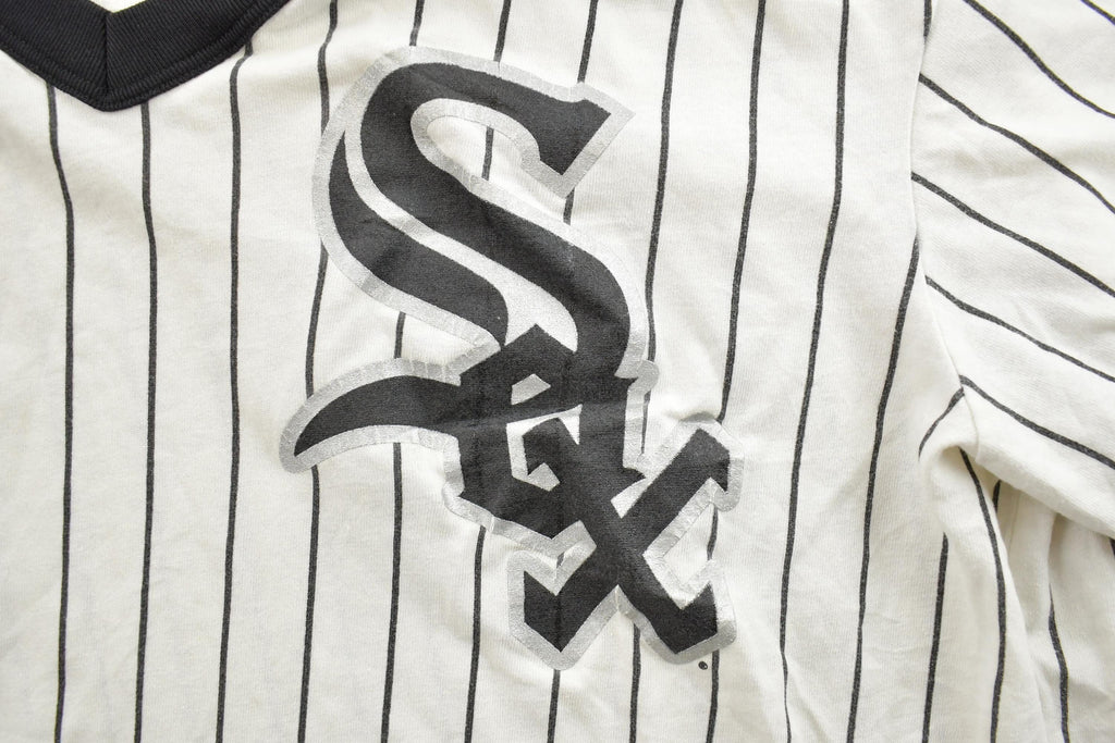 Vintage 1990s Chicago White Sox Striped MLB Baseball Majestic Graphic T-Shirt