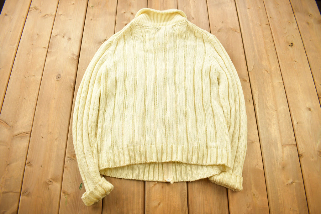 Vintage 1970s Sears Men's Sportswear 3D Cable Knit Cardigan Sweater