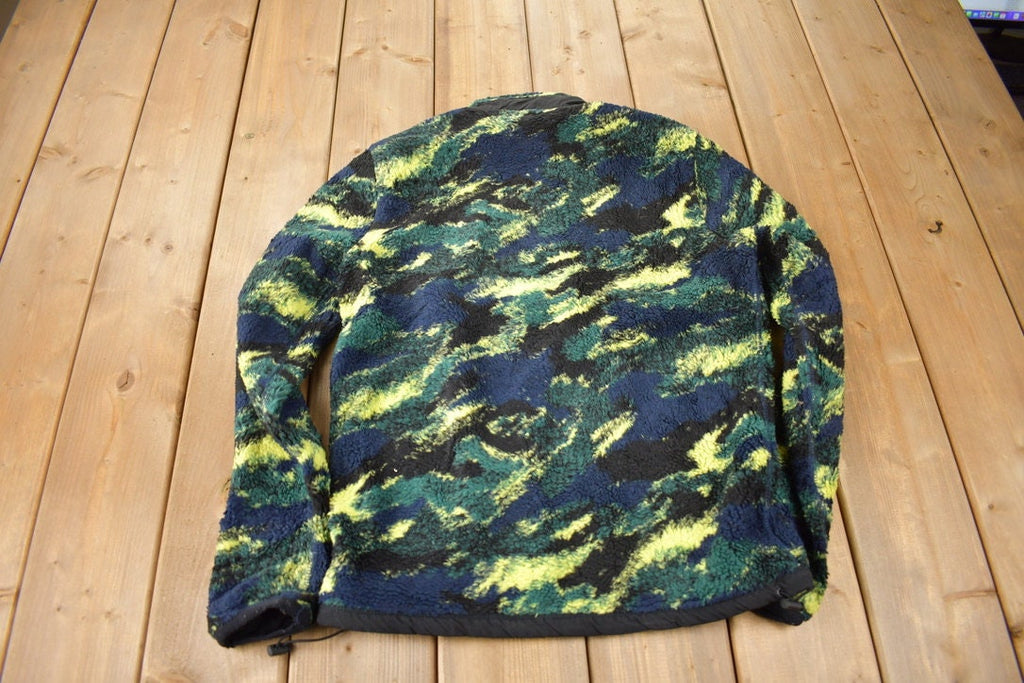 Vintage Y2K American Eagle Tiger Camo Fleece Sweater Size S