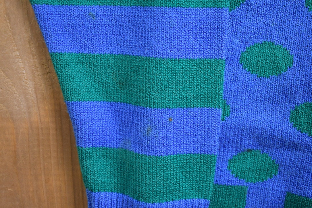 Vintage 1990s Ami Knits Striped Polka Dot Button Up Board Sweater