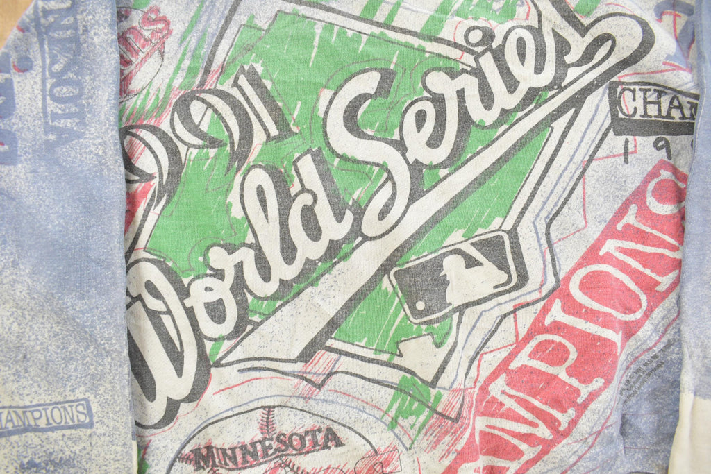 Vintage 1991 Minnesota Twins All Over Print MLB Crewneck Sweatshirt Men's Large