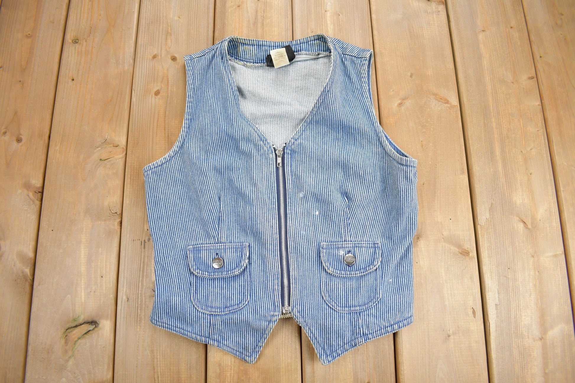 Vintage 1990s Rough Rider Women's Denim Vest / Vintage Biker Vest / Size Small / Made In USA