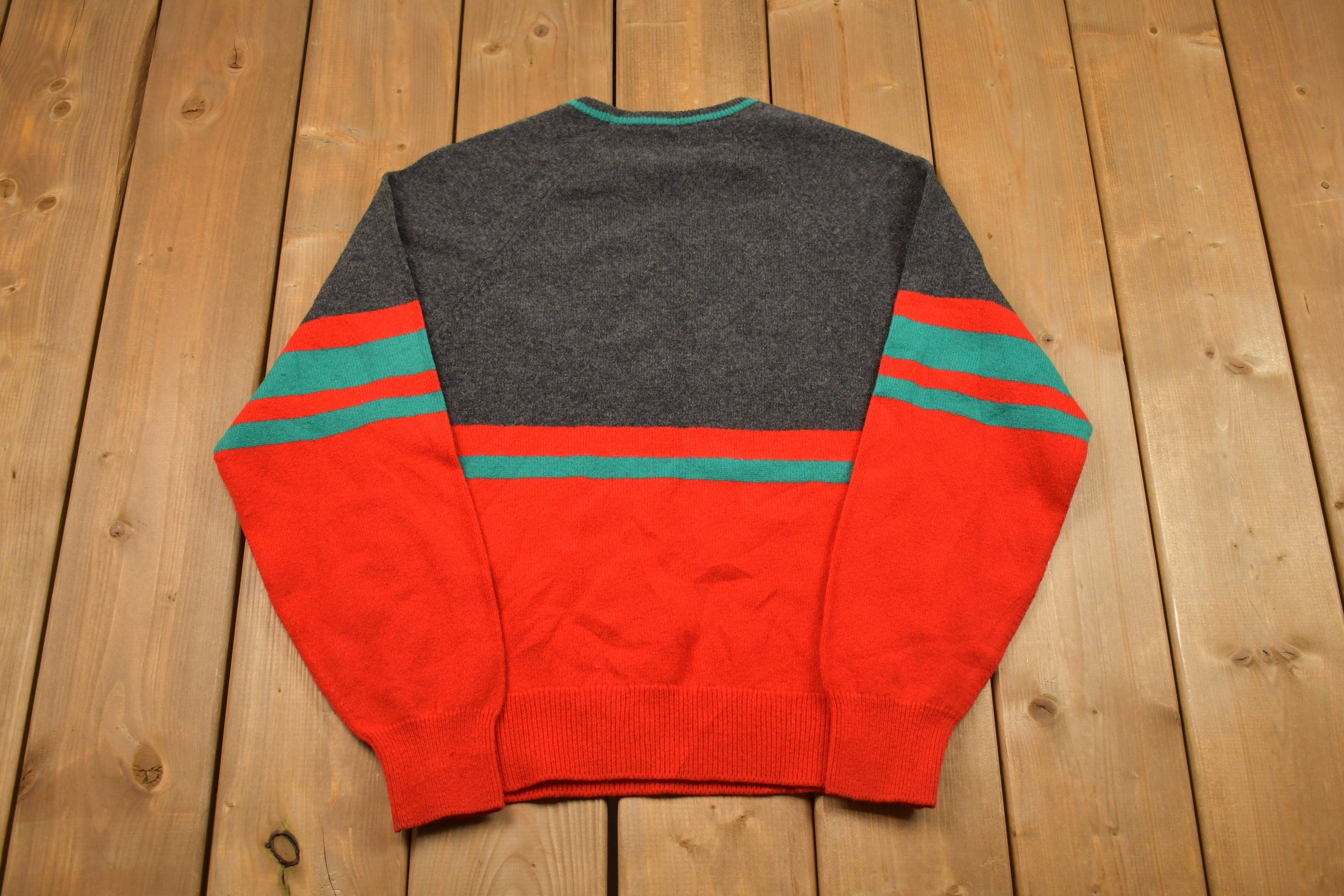 Vintage 1990s Striped Knitted Crewneck Sweater