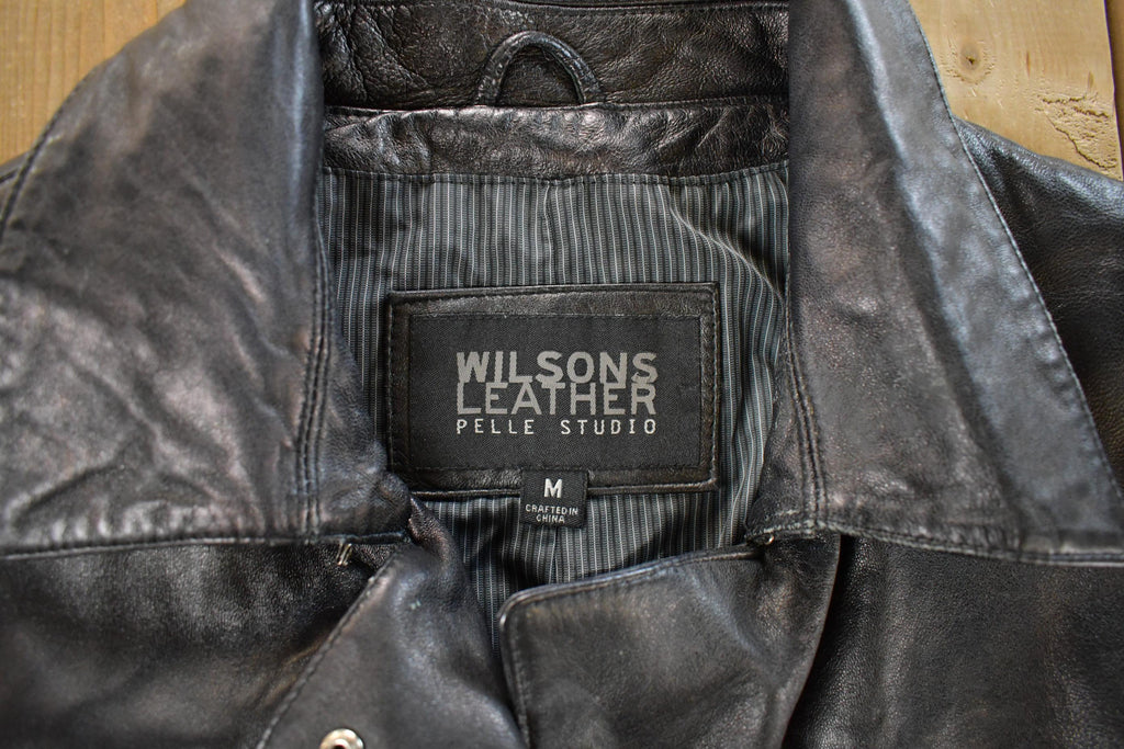 Vintage 1990s Wilsons Leather Trench Coat Men's Medium