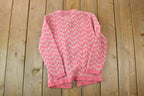 Vintage 1990s Pink Knit Crewneck Button Up Sweater