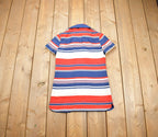 Vintage 1970s Striped Women's High Collared Button Up Shirt Dress
