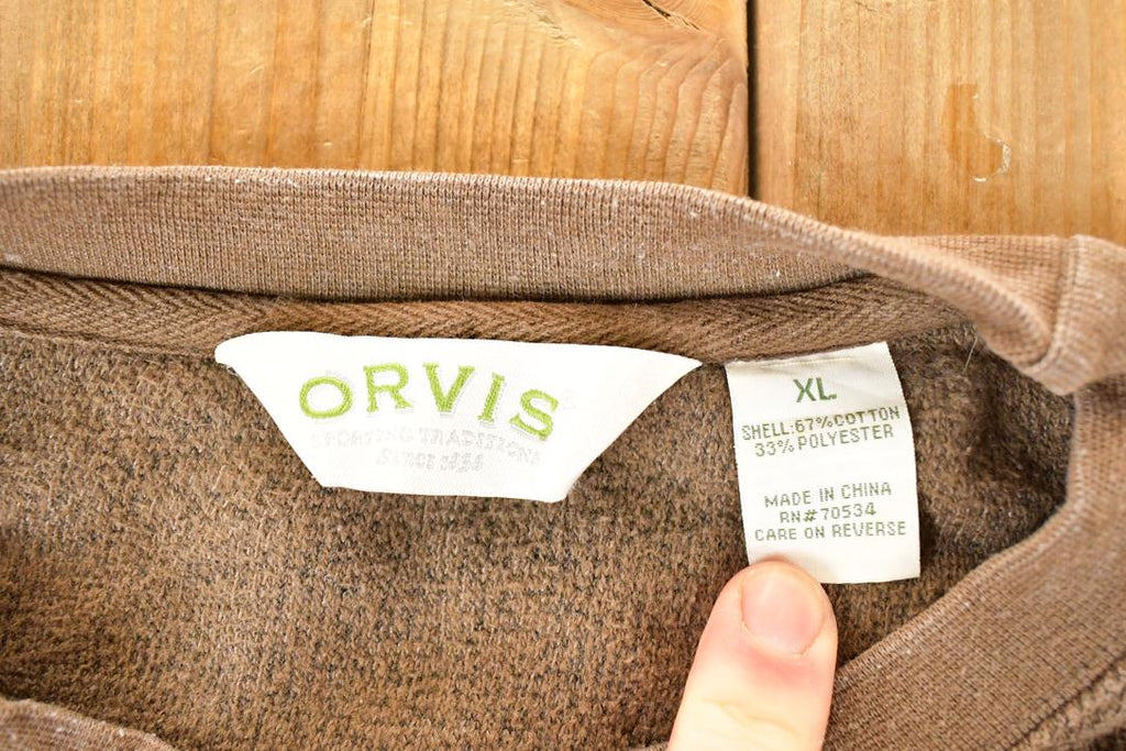 Vintage 1990s Orvis Reverse Grained Crewneck Sweatshirt Men's XL / 90s / Woodland Brown Solid Sweater