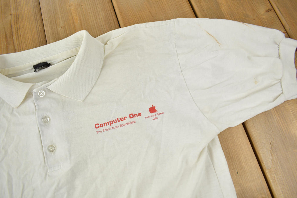 Vintage 1990 Computer One System Engineer Macintosh Specialists Graphic Polo Shirt