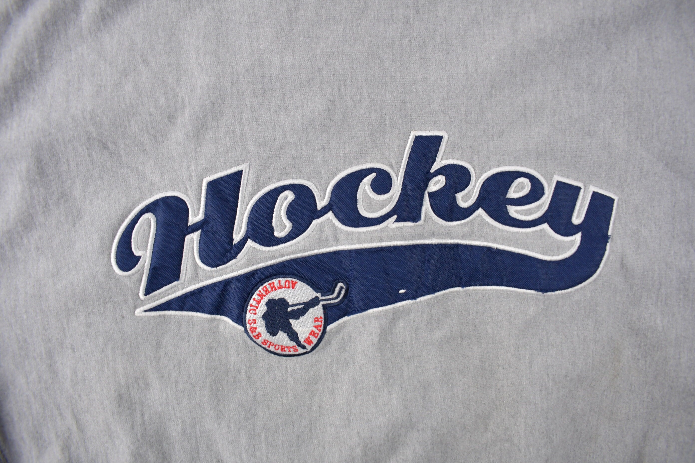 Vintage 1990s Heavyweight Embroidered Hockey Crewneck Sweatshirt Size Large