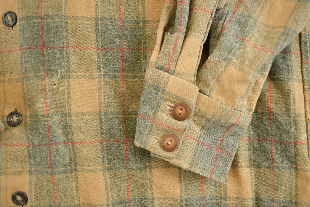 Vintage 1980s Wool Plaid Outdoorsman Heavyweight Button Up Shirt Men's M