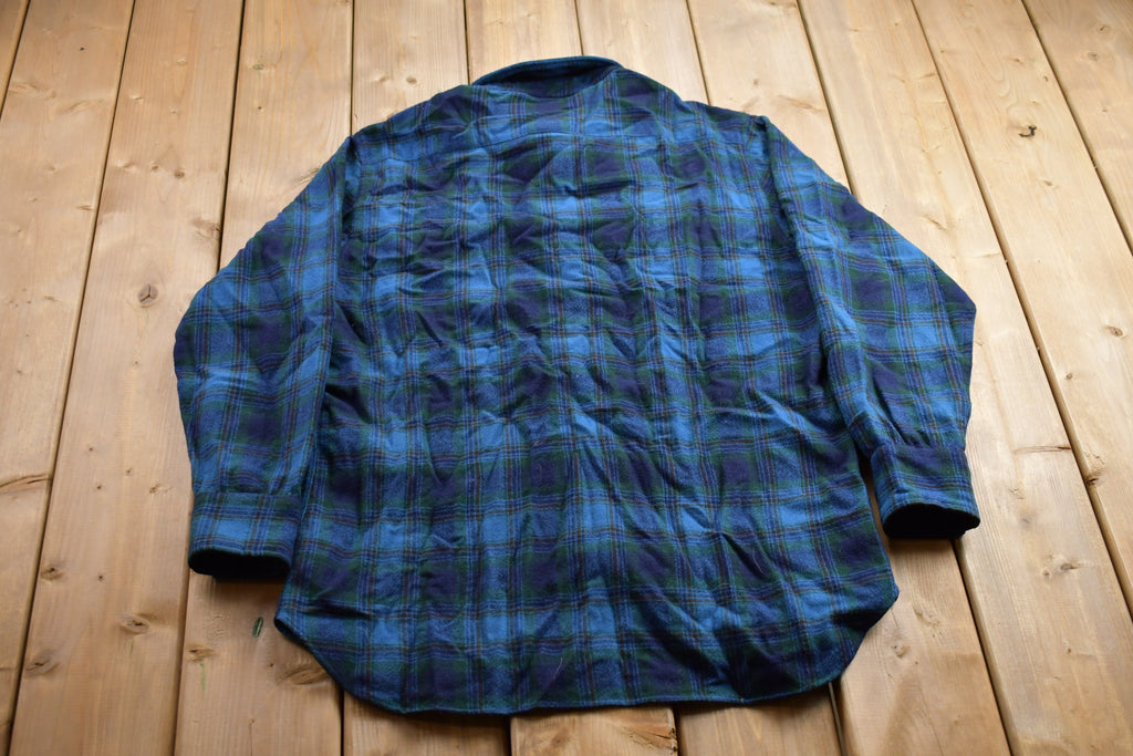 Vintage 1990s JC Penney 100% Wool Plaid Flannel Button Up Shirt  1990s Button Up  Vintage Flannel  Plaid Shirt  Button Down  Wool