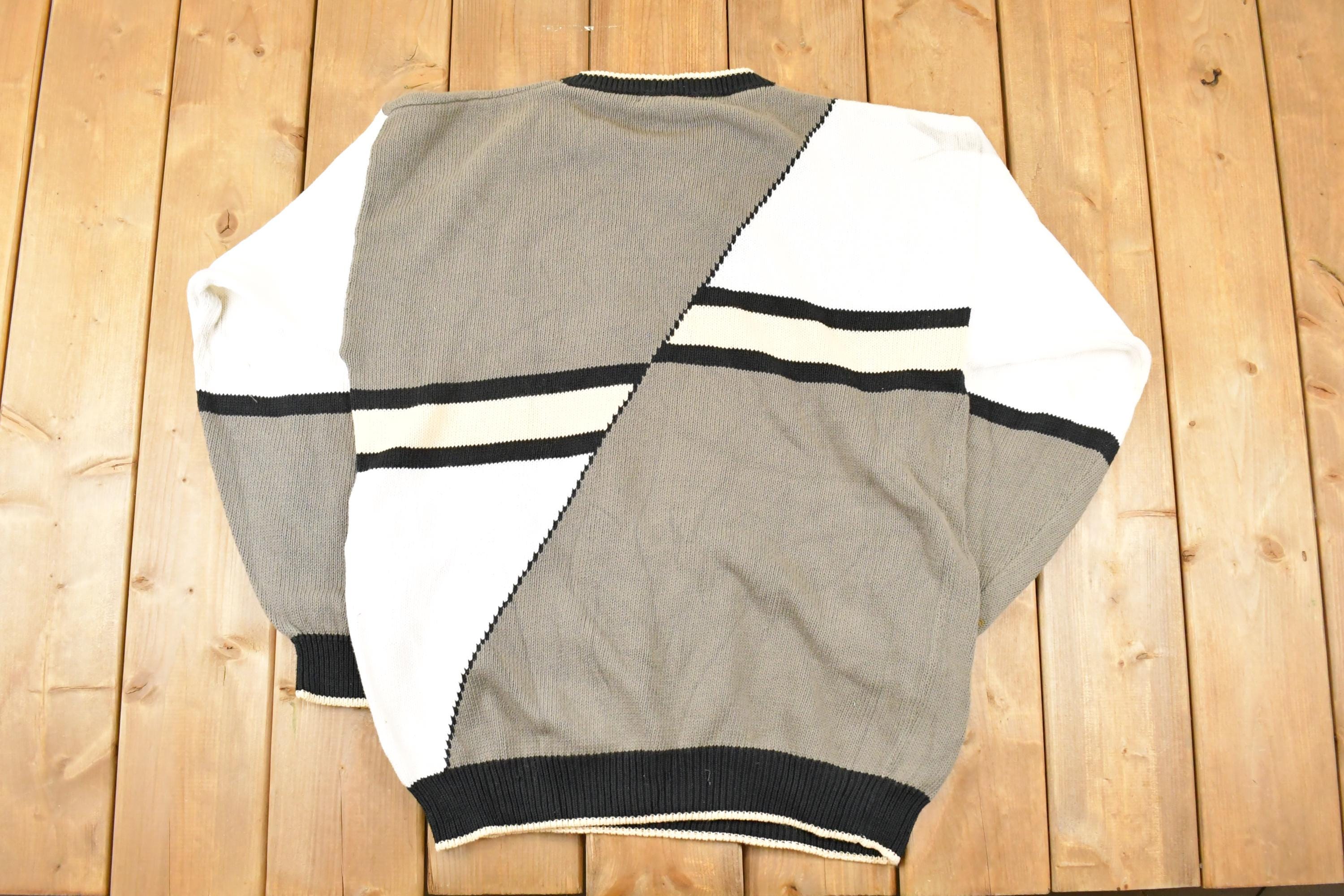 Vintage 1990s Izod Club Abstract Knit Crewneck Sweater Mens L