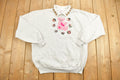 Vintage 1990s Cute Bear Graphic Collared Sweatshirt