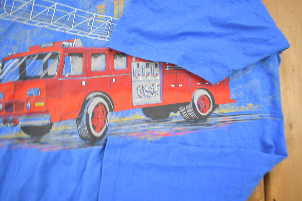 Vintage 1990s Firetruck Graphic T Shirt / Vintage T Shirt / Streetwear / Graphic Tee / Single Stitch / Made In USA