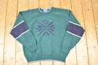 Vintage 1990s Pendleton Snowflake Wool Cable Knit Crewneck Sweater Men's L