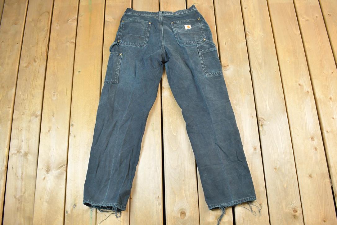 Vintage 1990s Carhartt Double Knee Denim Work Jeans Size 30 x 30 Made In USA