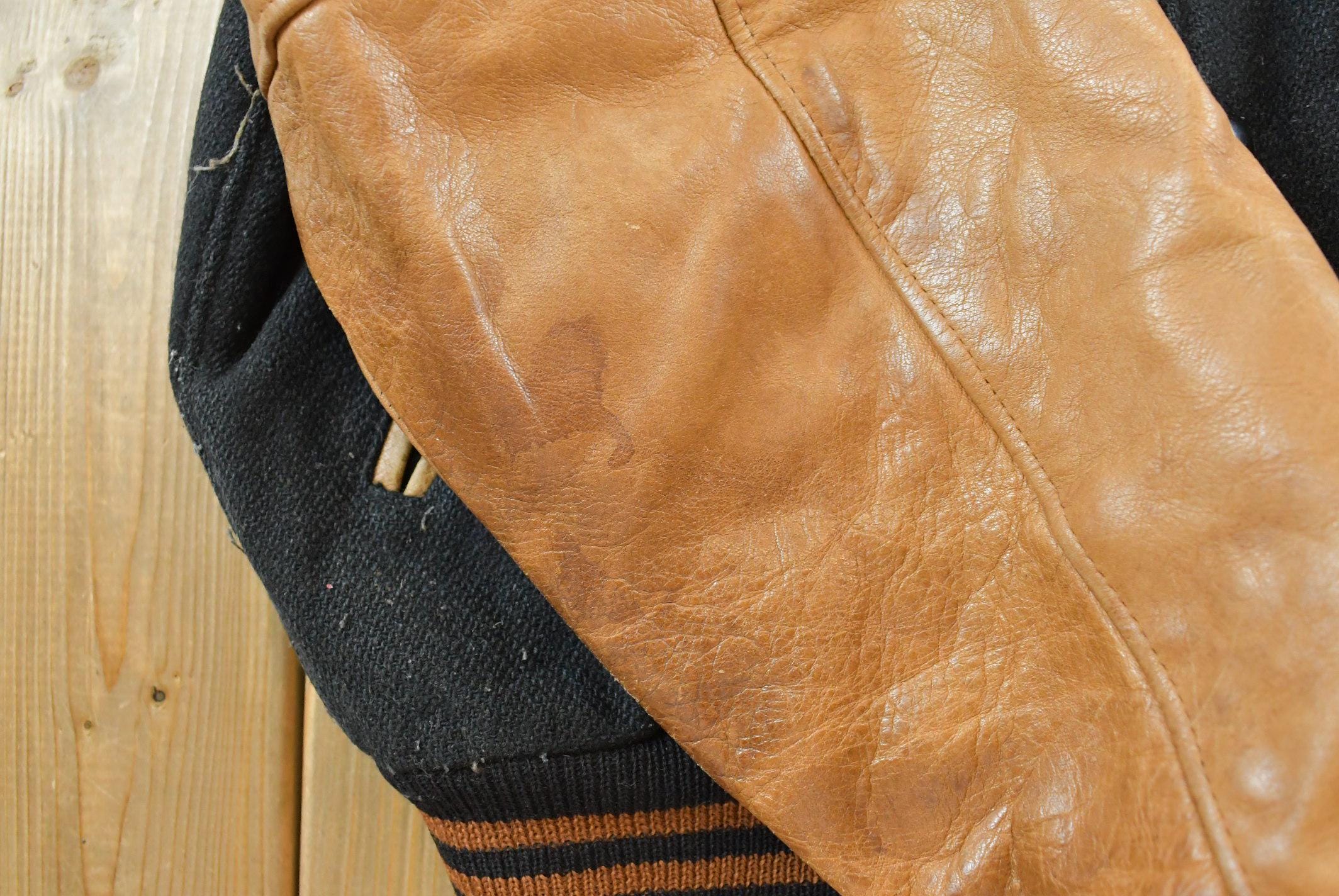 Vintage 1990s Golden Bear Leather Wool Varsity Microsoft Envision Summit World Tour Jacket Made In USA Mens M /